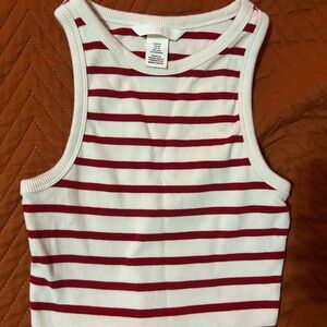 H&M Red and White Striped Crop Top